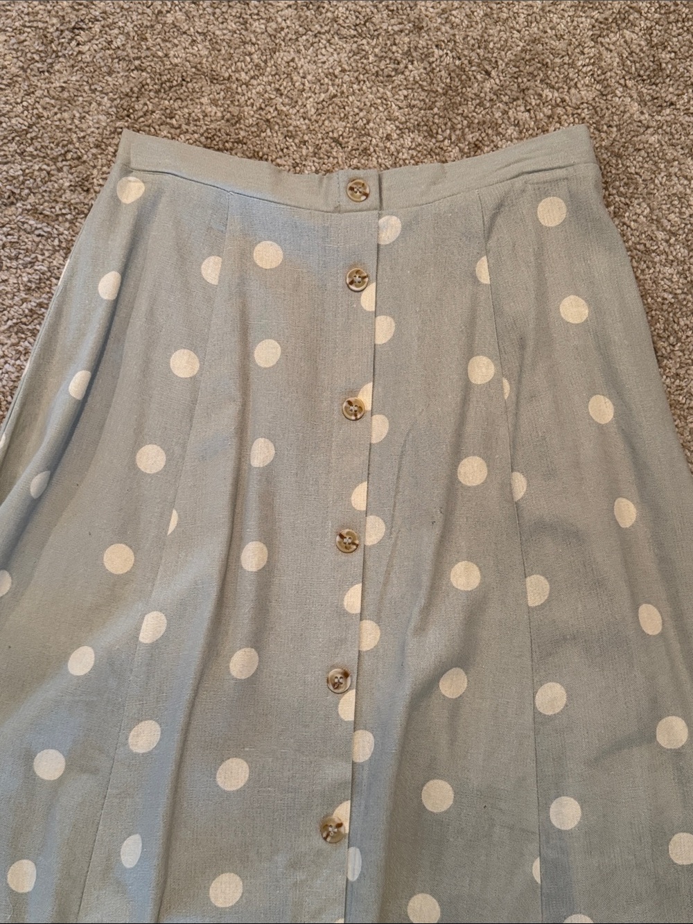 Blu Pepper Light Mint Green Polka Dot Button-Front A-Line Midi Skirt - Picture 2 of 3